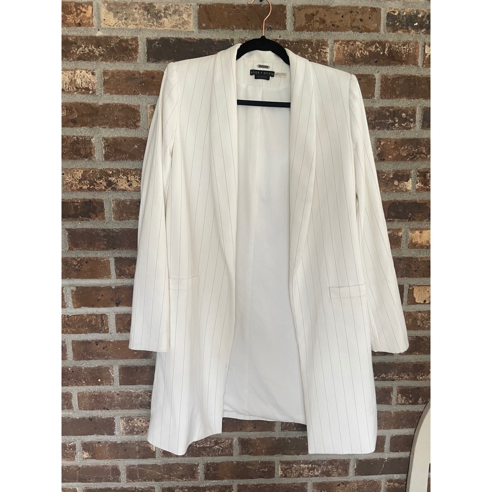 Alice + Olivia Kylie Easy Shawl Collared Pinstripe Jacket